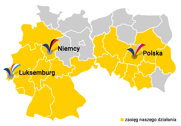 Busy z Polski do Niemiec i Luksemburga, Mapa przejazdów na trasie Polska - Niemcy - Luksemburg